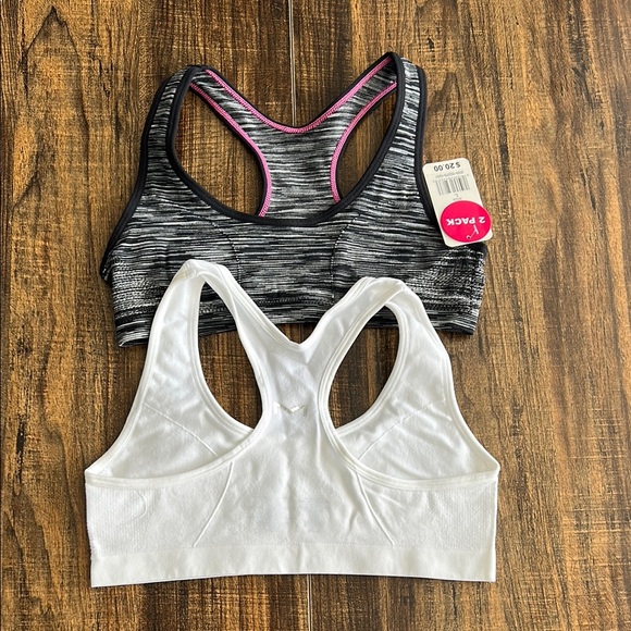 2-Pack Girls Racerback Sports Bras - Black and White - Picture 1 of 10